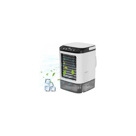 Climatiseur Mobile, Climatiseur Portable, Refroidisseur d'Air par Evaporation 4-en-1, 3 Vitesses, 2 Modes de Brume, 7 Lumières LED, pour Chambre à Coucher, Bureau [Classe énergétique A]