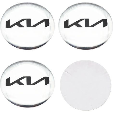 (Autocollant de roue argent noir neuf, 56 mm) - 4 autocollants emblème de roue KIA pour cache-moyeu, accessoires de personnalisation de jantes (1/5)