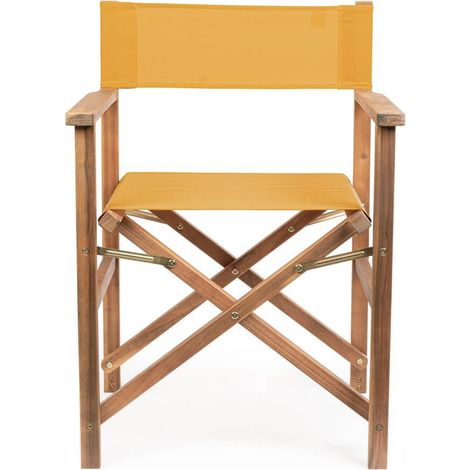 Sedia regista "Noemi" in legno di acacia, finitura ad olio, pieghevole per esterno -Senape (1/5)