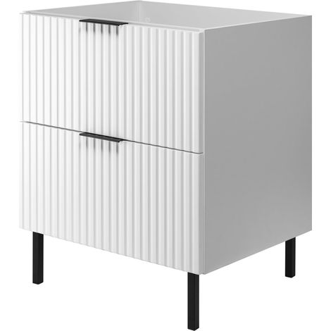 Mobile lavabo, Bianco + maniglia nera, 60 x 77 x 46 cm, senza piano di lavoro, piedi neri (1/5)