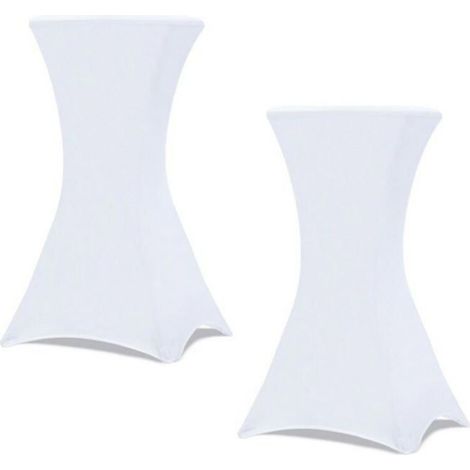 Housse Table Haute - 100x60 cm - Blanc - Polyester 90% Élasthanne 10% - Lot de 2 (1/4)
