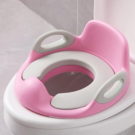Siège de toilette pour enfant de 12 mois à 7 ans - Siège de toilette antidérapant - Poignée et protection anti-éclaboussures - Rose (1/5)