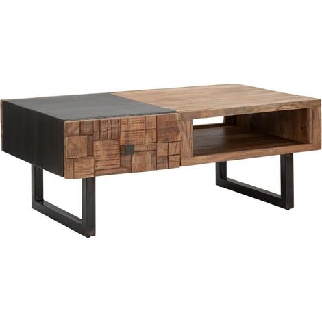 Tavolo da caffè "Mumbai" in legno di acacia con cassetti per interni -110 x 43 cm (1/5)