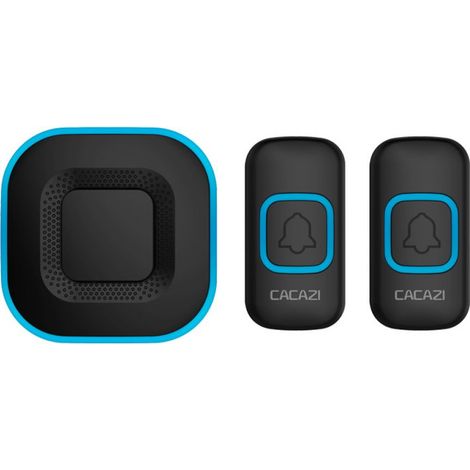 Sonnette Sans Fil - Récepteur Avec 38 Mélodies Et 4 Niveaux De Volume - Bouton Étanche Pour Porte D'Entrée - Portée 300 M - Noir - 1 Kit (1/5)