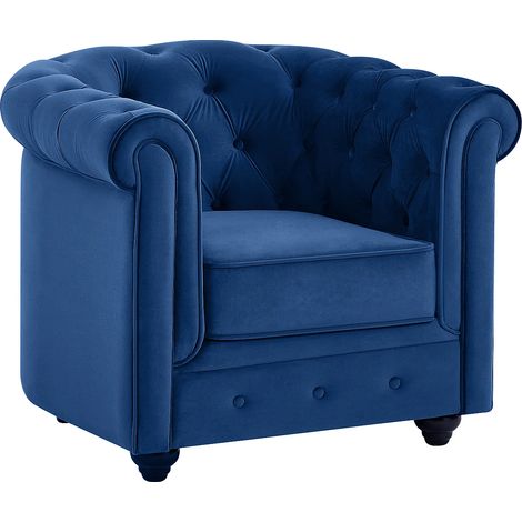 Poltrona CHESTERFIELD in velluto Blu notte