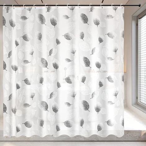 CCYKXA Duschvorhang 180 X 200 cm, Waschbarer PEVA-Duschvorhang, Badvorhang mit 12 Ringen, Wasserdichter Antibakterieller Anti-Schimmel-Duschvorhang für Duschen, Badewannen und Badezimmer, Weiß (1/4)