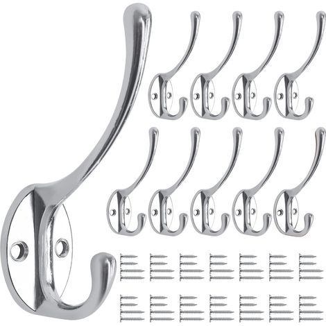Set mit 10 Vintage-Wandhaken für Bad, Küche, Wohnzimmer und Flur, Silber (1/5)