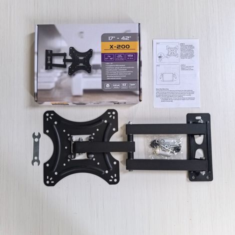 Support mural TV orientable et inclinable 17-37" – Charge 50 kg – VESA 75/100/200 – Acier robuste