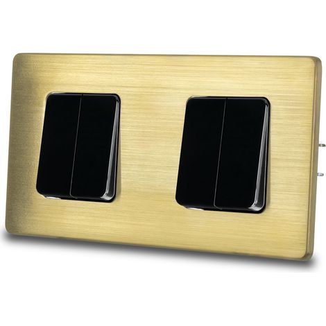 Interruttore quadruplo per luce scale nero, acciaio spazzolato, ottone PVD (1/5)