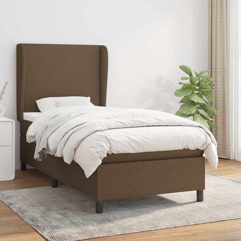 vidaXL Sommier à lattes de lit avec matelas Marron foncé 90x190 cm (1/5)