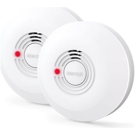 Détecteur de fumée avec autonomie de 10 ans, alarme incendie pour usage domestique, indicateur LED, grand bouton test/silence (1/5)
