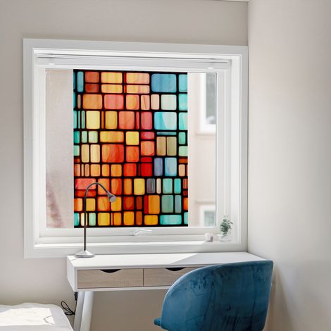 Stickers décoratifs électrostatique, artisanal coloré classique, effet vitrail, 68 cm X 48 cm (1/5)