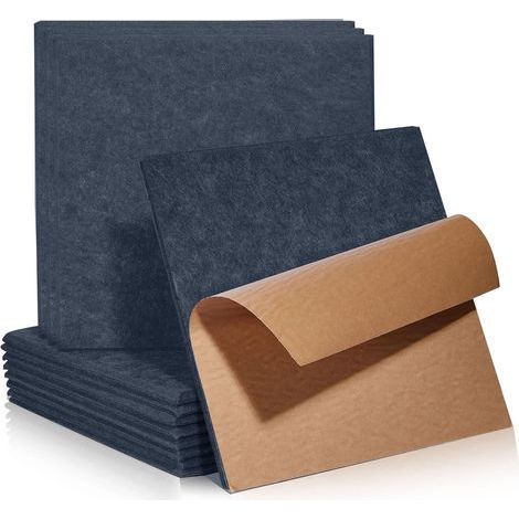 Lot de 12 Plaques acoustiques auto-adhésives carrées 30x30cm haute densité pour mur plafond studio gris (1/5)