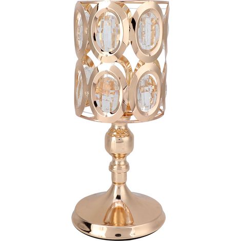 Support À Bougie En Cristal - Base Métallique - Pour Décoration De Table Et Mariage - Lot De 1 (1/5)