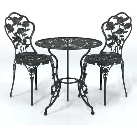 Ensemble de bistro 3 pcs,Salon de jardin Aluminium coulé Noir CFW51658 (1/5)