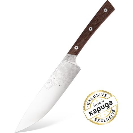 Coltello da cucina BPS Knives Rosemary Umber - Edizione limitata Acciaio inossidabile 5Cr14MoV, legno di quercia palustre, fodero in pelle nera (1/5)