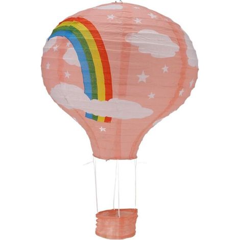Lampe Plafond Lanterne Papier 12 Pouces Décoration Fête Mariage Abat Jour Ballon Air Chaud Arc En Ciel Rose (1/4)