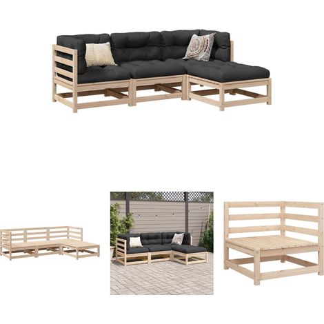 The Living Store 4-tlg. Garten-Sofagarnitur Massivholz Kiefer - Gartenmöbel-Sets (1/5)
