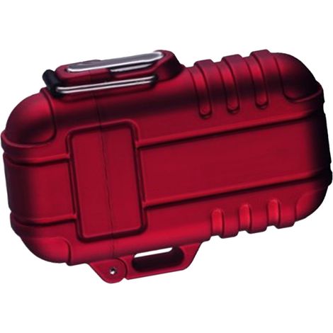 Briquet électrique à double arc, rechargeable par USB, coupe-vent et étanche, rouge. (1/5)
