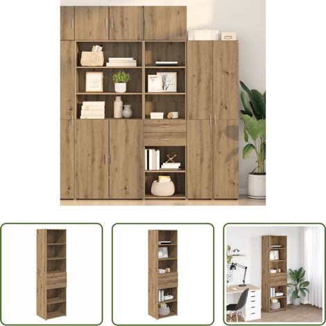vidaXL Armoire chêne - Haut Armoire avec tiroir Chêne artisanal 50 x 42,5 x 185 cm (1/5)