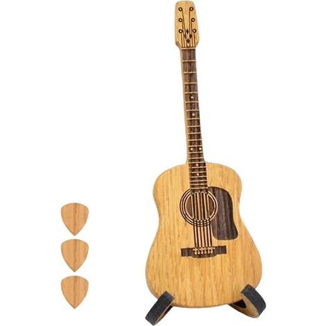 Caja de madera para púas de guitarra acústica con soporte, portátil y hecha a mano. (1/5)