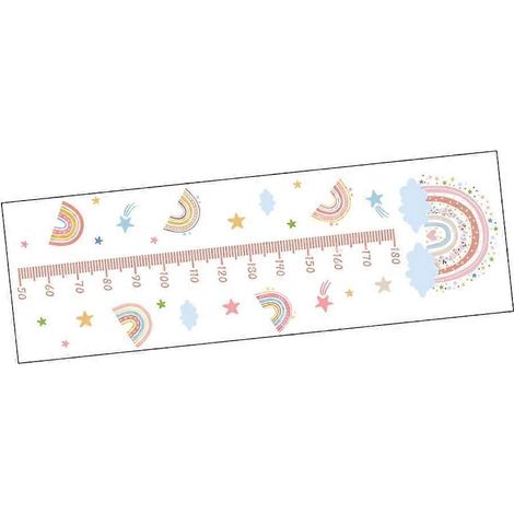 Sticker mural amovible en forme de toise arc-en-ciel pour chambre d'enfant (1/5)