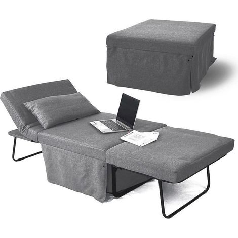 Pouf letto poltrona richiudibile con cuscino grigio scuro - Bibi (1/5)
