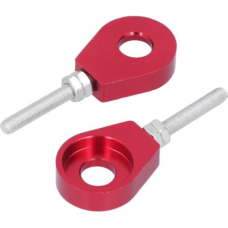 Verstellbarer 12,7-mm-Kettenspanner aus Aluminium, 2er-Pack, universell für Motorräder und ATVs, rot (1/5)
