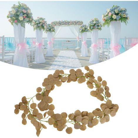 Guirlande de feuilles artificielles: Eucalyptus en tissu imitation pour décor de fête / mariage / maison [1m, Jaune] (1/5)