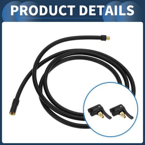 Pièce de pompe à pied Tuyau gonflage pneus voiture 180 cm 7,8mm ID Adaptateur valve pneu avec embout caoutchouc noir (1/5)