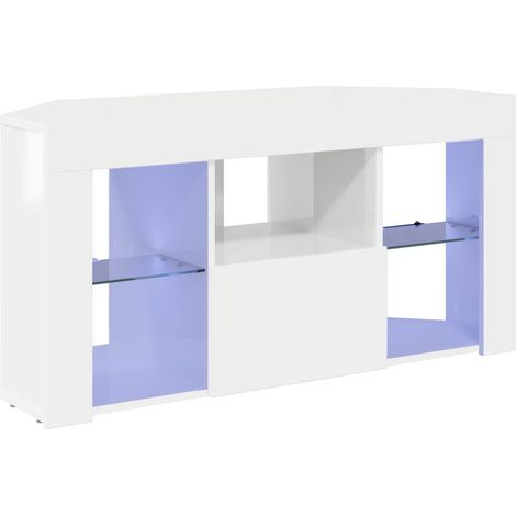 Maison Exclusive - Eck-LED-TV-Schrank Wandmontiert Hochglanz Weiß (1/5)