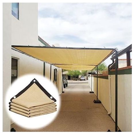 QAZQA Garten-Schattierungsnetz mit Ösen, Sonnenschutz für Pergola, Terrasse, Pflanzen, Camping, Gewächshaus, Hühnerstall, Beige, 90 % Schattierungsgrad (3 x 5 m) (1/5)