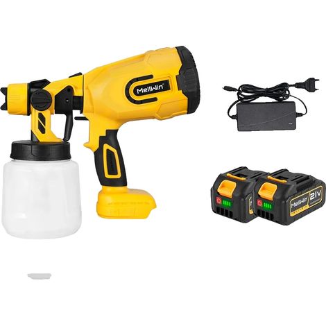 Pistolet à Peinture, Capacité de 1200ml, Tailles de Buse Réglables, 2 Batterie EU Prise (1/2)