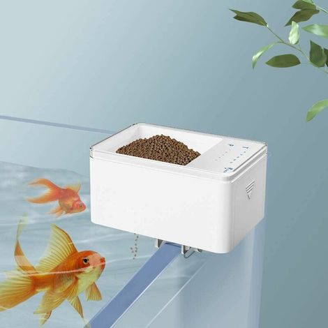 Ahlsen Automatischer Fischfutterspender, intelligenter digitaler Fischfutterspender-Timer, 70 ml batteriebetriebene automatische Fütterung für Aquarien und Aquarien,