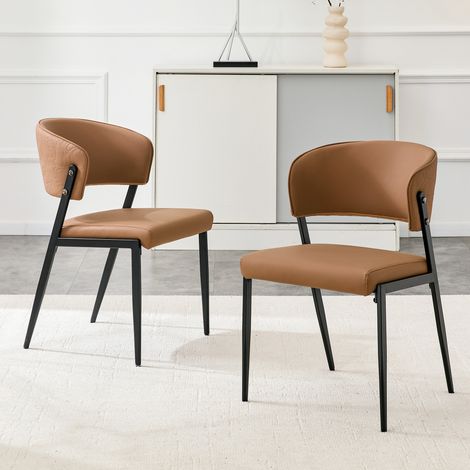 Lot de 2 chaises simili‑cuir structure métallique dossier ergonomique, sans table (1/5)