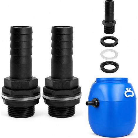 Lot de 2 Trop Plein Cuve 1000 L, Raccord Cuve Eau 25 mm, Double Filetage  Joint PVC, Écrous PP, Embout Cannelé, Liaison de Tonneaux et Irrigation de Jardin (1/5)