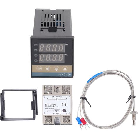 Kit thermostat numérique PID étanche haute précision professionnel REX C100, contrôleur de température pour exploitation agricole 100-240 V 25 A (1/5)