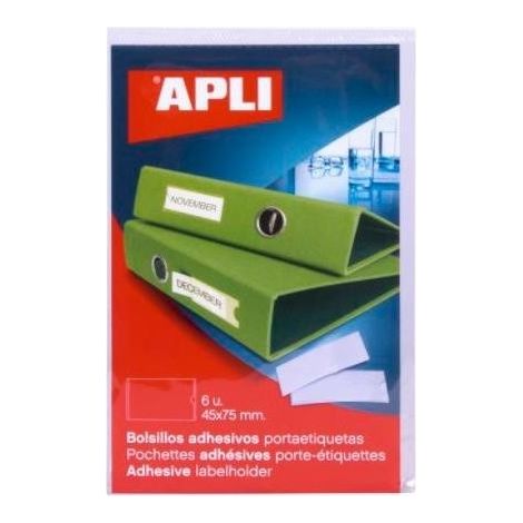 Pochettes adhésives porte-étiquettes - AGIPA - 45x75mm - Lot de 6 - Multicolore - 0.0200 kg