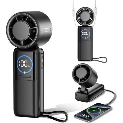 Ventilateur Portable Turbo, 100 Vitesses Réglables Rechargeable USB 15000mAh Max 50 Heures, Ventilateur de Poche avec Écran LED, Ultra Silencieux, Idéal pour Enfant et Adulte, Voyage En Plein Air (1/4)