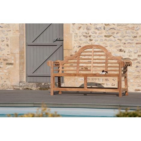Macabane – Banc de jardin en teck brut – 3 places – Dimensions 166.5 x 62 x 105 cm – Résistant aux intempéries – Design original pour jardin et terrasse (1/3)