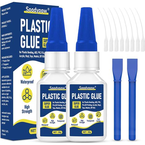 2X30g Super Colle Extra Forte, Colle Forte pour PLA, ABS, Plastique, Maquettes, Verre Acrylique, Impression 3D, Usage Amateur et Professionnel, Adhésif Puissant & Séchage Rapide (1/5)