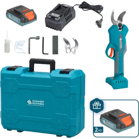 Cesoia da Potatura a Batteria Könner & Söhnen KS CPS20V-32 CASE PLUS: Taglio 32mm, Motore Brushless, include 2 Batterie 2Ah, Caricabatterie e Valigetta (1/5)