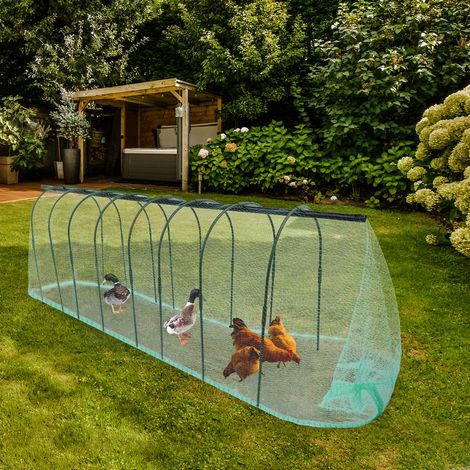 Tunnel pour poulets, enclos pour poulailler, 82 x 78 x 900 cm Tunnels pour poulets pour cour extérieure, installation facile Tunnels adaptés aux poussins, canards, lapins, grands animaux, verts (1/5)
