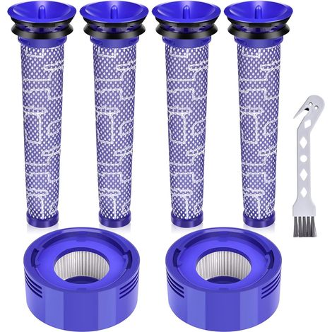 Dyson V8 Ersatzfilter-Set: kompatibel mit V8 Absolute/Animal & V7 Motorhead, inkl. 2 HEPA-Nachfilter, 4 Vorfilter & Bürste (965661-01, 967478-01) (1/5)