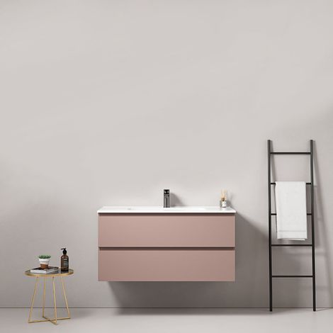 Mobile bagno sospeso 80 cm Rosa Retro Lavabo in Ceramica Senza Specchio - Fiji Paint (1/5)