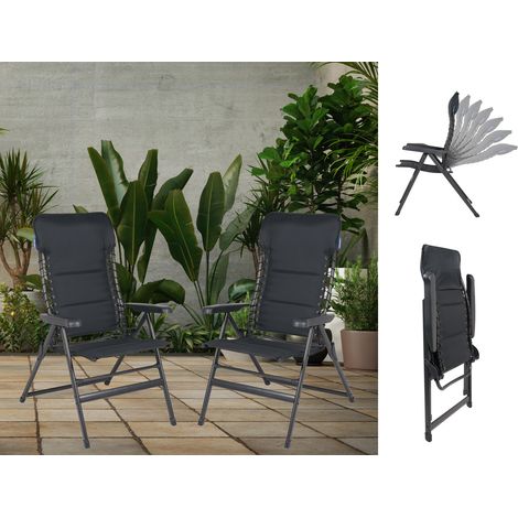 Campingstühle 2er SET klappbar - Hochlehner verstellbar Anthrazit