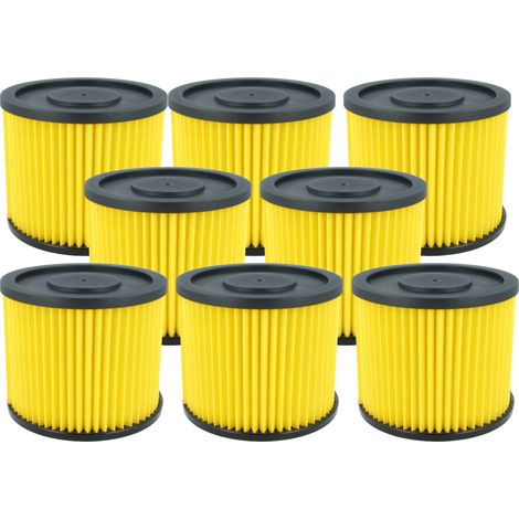 vhbw 8x Cartridge Filter compatible with Workzone WZVC 1930 SA, WZ-NTS 1500 A, WZ-NTS 30A Vacuum Cleaner - Yellow