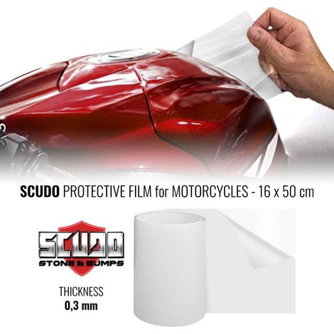 Pellicola Adesiva Scudo per Protezione Carene Moto, 16 cm x 0.5 mt, Spessore 0.3 mm - Dimensione: 16 X 50 CM