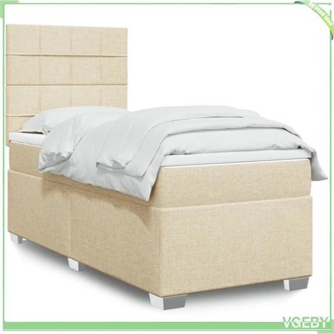 Sommier à lattes avec matelas - 3290320 - 80x200 cm - Tissu crème - Matelas 20 cm ressorts ensachés (1/5)