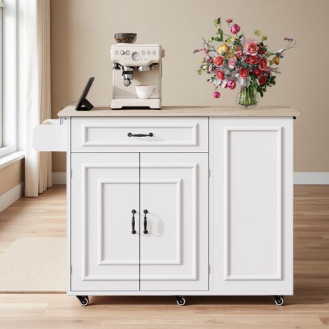 Kücheninsel, Küchenwagen mit Steckdose, Schränke, Servierwagen mit Arbeitsfläche, Sideboard, Speisewagen, Buffetschrank, weiß